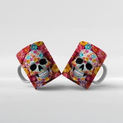 Baskılı Kupa Bardak Renkli Çiçekler Ve Gotik Şıklık Bir Arada!