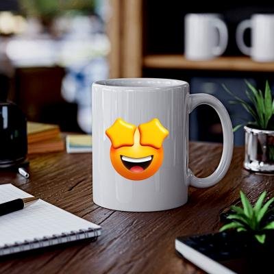 Emoji Baskılı Kupa Bardak - Yıldız Gözlüm