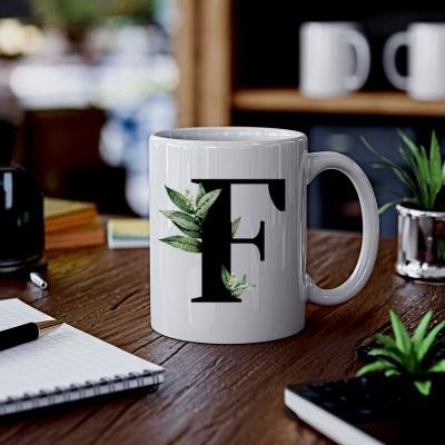 Botanik F Harfli Baskılı Kupa Bardak