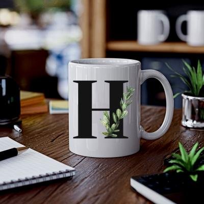 Botanik H Harfli Baskılı Kupa Bardak