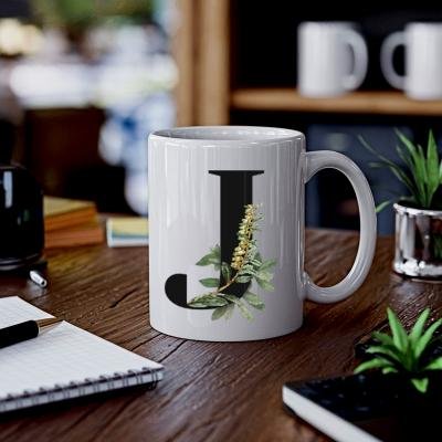 Botanik J Harfli Baskılı Kupa Bardak